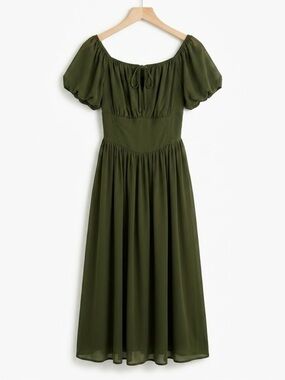 Scarlett Darkness NWT Olive Green Milkmaid Peasant Folklore Midi Dress Medium
